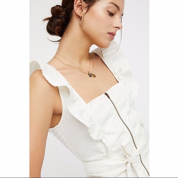 Free People Sun Valley Jumpsuit Ivory Wide Leg, 4